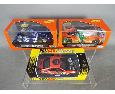 Slot.it, Policar - Three boxed 1:32 scale slot cars. Lot includes Policar 'Home Racers' CT01a GT86; Slot.it Nissan R89C - Le 