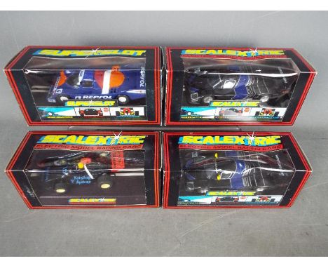 Scalextric - 4 x slot cars including 2 x Sauber Mercedes, Porsche 962, Kotzting car. # C357, # C445, # C023, # C229. All four