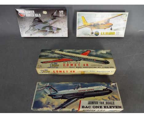 Airfix - Four boxed plastic model aircraft kits in 1:72 and 1:1444 scales. Lot includes Airfix 1:72 #02041 B.N. Islander; #02