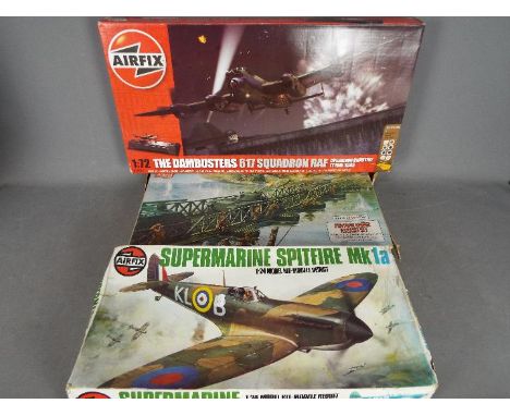 Airfix - Three boxed plastic model kits in various scales from Airfix. Lot includes Airfix HO/OO scale Pontoon Bridge Assault