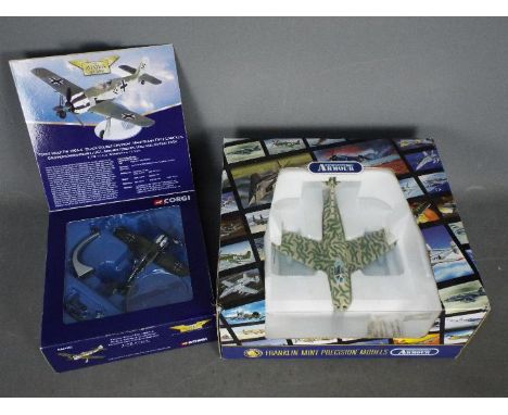 Franklin Mint - Corgi Aviation - 2 x military aircraft, a Corgi Focke Wulf FW 190 A-4 in 1:72 scale # AA34302, a Franklin Min