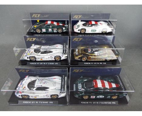 Fly - 6 x Porsche 911 GT1 racing cars in various liveries including # A73 test car, # A76 in 1998 Donnington Park livery, # A