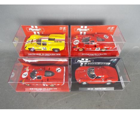 Flyslot - 4 x cars including a Lola T70 and 3 x Ferraris. # 705101 Lola in 1970 Watkins Glen livery, # 707102 Ferrari 512S 19