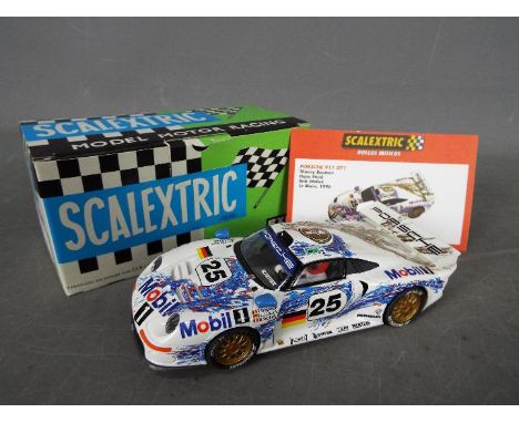 Scalextric - Porsche 911 GT1 1996 Le Mans limited edition Spanish model in an old style Scalextric card box with certificate.