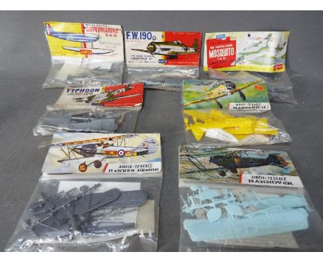 Airfix - Six bagged Airfix 1:72 plastic model aircraft kits. Lot includes #107 Hawker Typhoon; #130 Hannover CL IIIa; #132 Ha