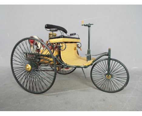 Franklin Mint - An unboxed 1:8 scale 1886 Benz Patent Motorwagen. The model appears to be in Very Good dusty condition with s