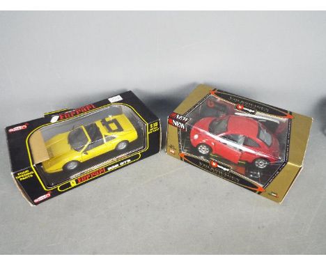 Anson - Bburago - 2 x 1:18 scale cars, Ferrari 328 GTS in Giallo Fly, Volkswagen New Beetle in red. Both models appear Mint, 