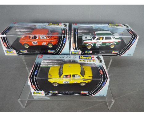 Revell - 3 x NSU TT slot cars in various liveries including # 08314 Leo Rabus car in orange, # 08375 Robin Podak car in green