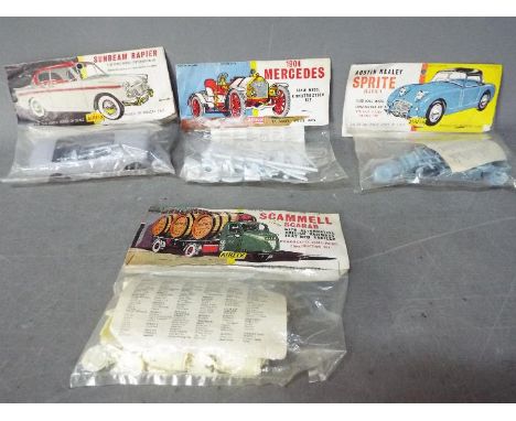 Airfix - Four bagged Airfix plastic model car kits. Lot includes 1:32 Sunbeam Rapier; !;32 Austin Healey Sprite Mark 1; 1904 