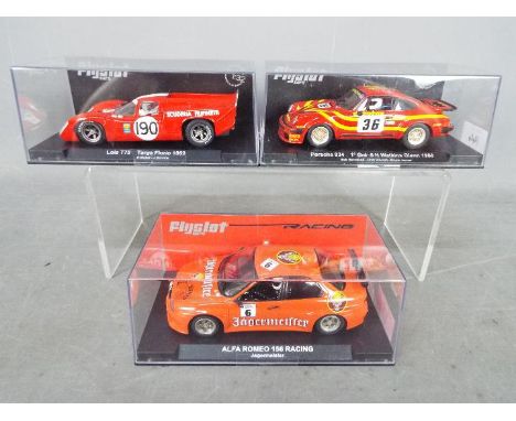 Flyslot - 3 x race cars including Lola T70, Alfa Romeo 156 in Jagermeister livery, Porsche 934 as driven by Bruce Jenner. # F