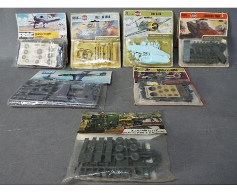 Frog, Airfix - Seven carded and bagged plastic model kits. Lot includes Frog 1:72 DH Sea Venom; Airfix #01028 Hawker Typhoon;