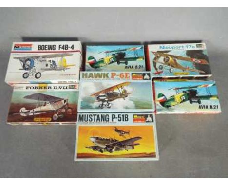 Revell, Monogram, Other - Seven vintage plastic model aircraft kits in 1:72 scale. Lot includes Revell H632 Nieuport 17c; Mon