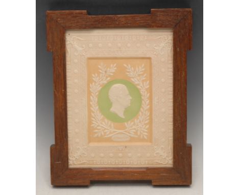 Scottish Literary History - a 19th century embossed card portrait miniature, depicting Sir Walter Scott (1771 - 1832), bust l