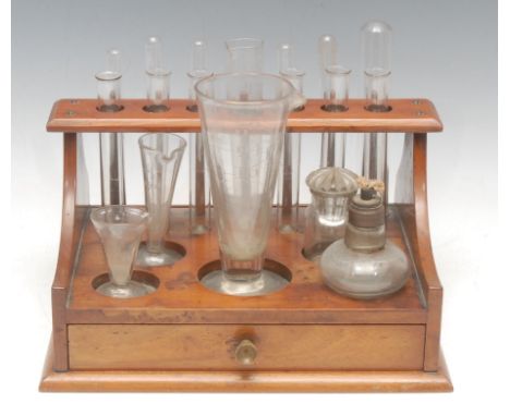 Scientific &amp; Medical Interest - an Edwardian mahogany laboratory stand, by Ferris &amp; Compy Bristol, the shelf with gla