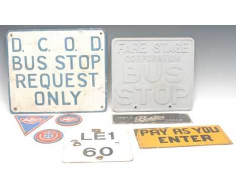 Automobilia, Transport - a rounded rectangular aluminium Derby Corporation Omnibus Department sign, 'D.C.O.D Bus Stop Request