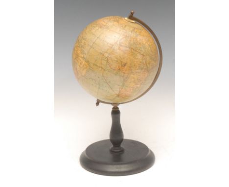Cartography - an early 20th century educational terrestrial globe, by George Philips &amp; Son (London), mounted for display,