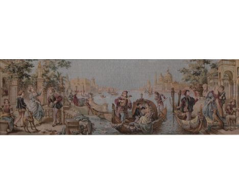 Venetian School (19th century), Renaissance Dance with San Marco Behind, woolwork tapestry, 46cm x 142cm