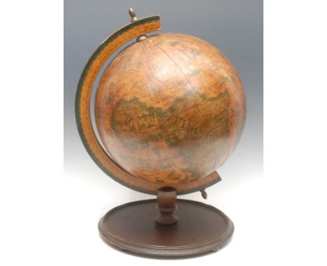 A 16th century style desk-top terrestrial globe, 50.5cm high