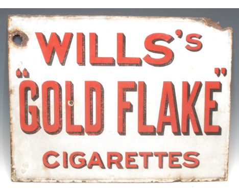 Advertising, Tobacciana and Smoking Interest - a rectangular double sided enamel sign, one side inscribed 'WILLS'S GOLD FLAKE