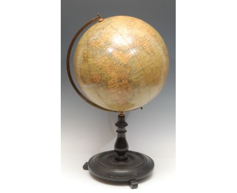 Cartography - an early 20th century educational 12" terrestrial globe, by George Philips &amp; Son (London), mounted for disp