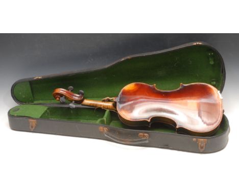 A French violin, the one-piece back 36cm long excluding button, paper label inscribed Modele Jean Renard, Luthier, Place Thie