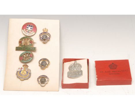 Militaria - an Air Raid Precautions Services badge, J.R. Gaunt London, original box; other enamel badges including Royal Brit