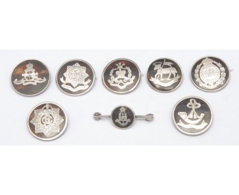 Militaria - a quantity of six silver and tortoiseshell military infantry badges, Suffolk Regiment, East Yorkshire, Middlesex,