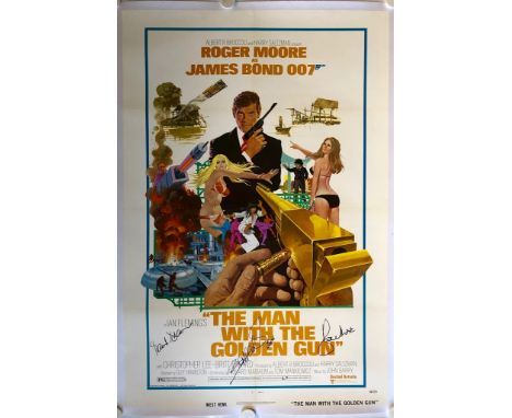 JAMES BOND: THE MAN WITH THE GOLDEN GUN (1974) SIGNED x 3 - US One Sheet film poster / NSS# 74/251 - Robert McGinnis artwork.