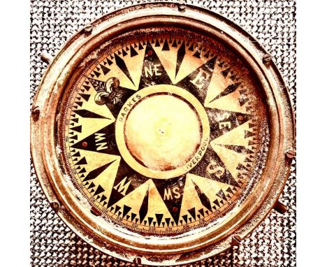 PARKS LIVERPOOL MARITIME BRASS SHIP'S COMPASS, DIAMETER APPROX 24cm

 