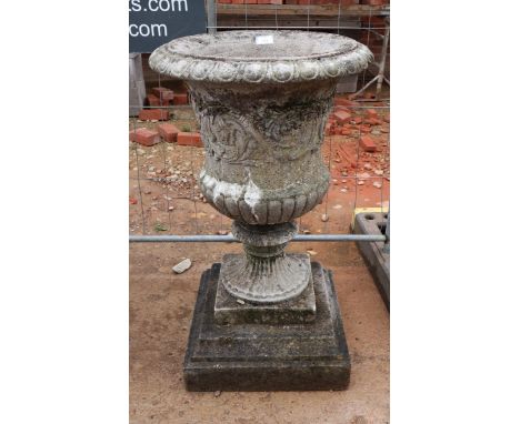 Large stone pedestal planter on base - Approx height: 95cm 