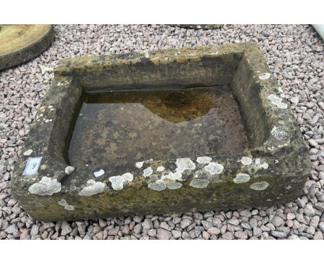 Antique shallow stone trough - Approx size: W: 65cm D: 52cm H: 16cm 