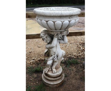 Cherub themed stone planter 