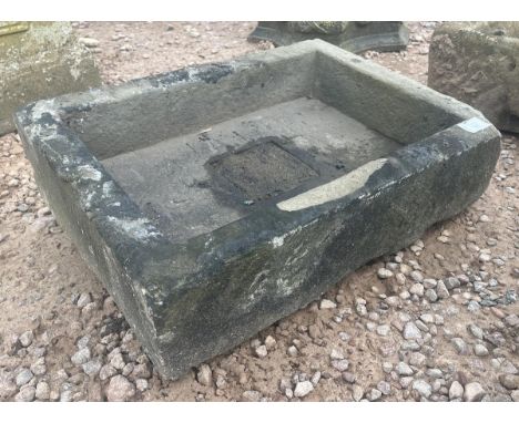 Antique stone trough - Approx size: W: 61cm D: 46cm H: 19cm 