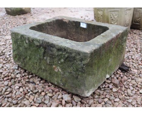 Small antique stone trough - Approx size: W: 52cm D: 41cm H: 22cm 