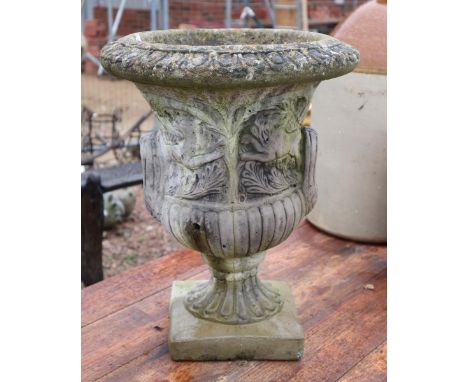 Small stone pedestal planter 