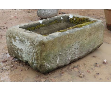 Large antique stone trough - Approx size: W: 88cm D: 55cm H: 31cm 