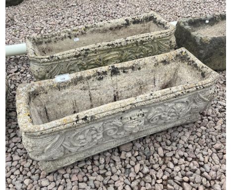 Pair of stone trough planters 