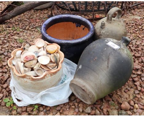 Small urn, jug, planter and sea shells