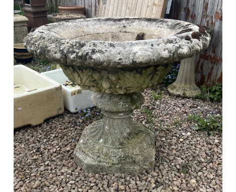 Very large old stone pedestal planter 