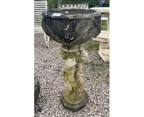 Cherub themed stone planter 