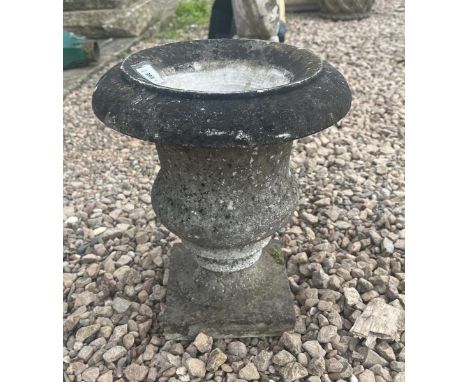 Small antique stone pedestal planter 