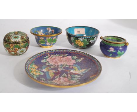 A collection of Chinese and Japanese cloisonne enamel wares dating from the early 20th century. Please see images.