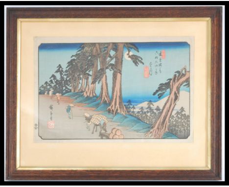 Ando Hiroshige (1797-1858); a woodblock print, Eastern Sea Road Edo / Toyko Kyoto near Nagoya&nbsp; part of the 'Tokaido Seri