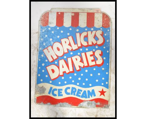 A rare vintage retro 20th century Horlicks Horlick's Dairies ice cream advertising point of sale double sided enamel sign in 