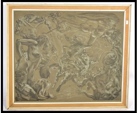 A large mid century rare print entitled '' Creation of the Cosmos ' ' by Anthony Brandt being dated 67. Set within the origin