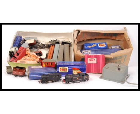 A large collection of vintage Hornby 00 gauge model railway train set boxed track and accessories to include loose rolling st