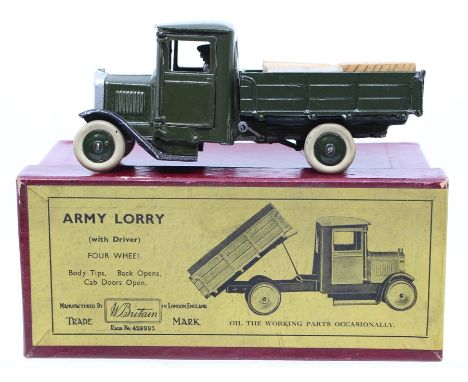 Britains: A boxed Britains, Four Wheel Army Lorry with Driver, No. 1334, white tyres, appears complete in original box.