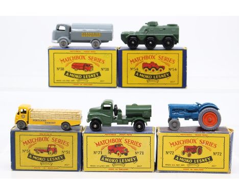 Matchbox: A collection of five boxed Matchbox, Moko Lesney Series vehicles, to comprise: Karrier Refuse Collector, Cleansing 