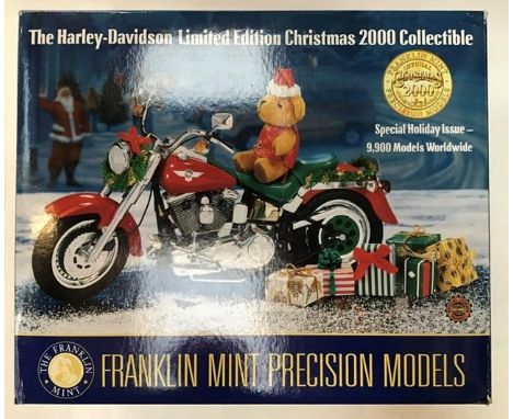 Franklin Mint: A boxed,&nbsp;Harley Davidson Christmas 2000 limited edition. 1:10 scale model by Franklin Mint. In original p