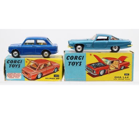 Corgi: A boxed Corgi Toys, Ghia L.6.4 with Chrysler Engine, 241, metallic blue body, small paint chips to vehicle, slight wea